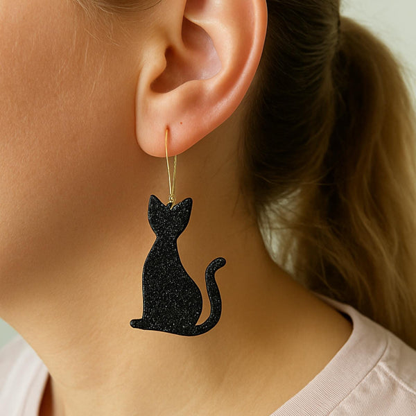 3D Printed Cat Earrings | Lightweight Hypoallergenic Animal Jewelry